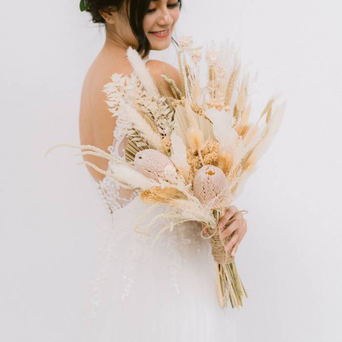 White Pampas Bridal Bouquet