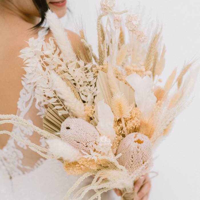 White Pampas Bridal Bouquet