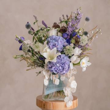 Lily and Lunaria Vase Arrangement