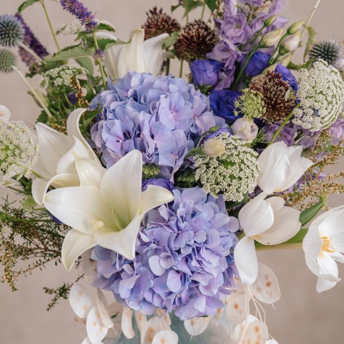 Lily and Lunaria Vase Arrangement