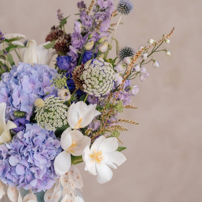 Lily and Lunaria Vase Arrangement