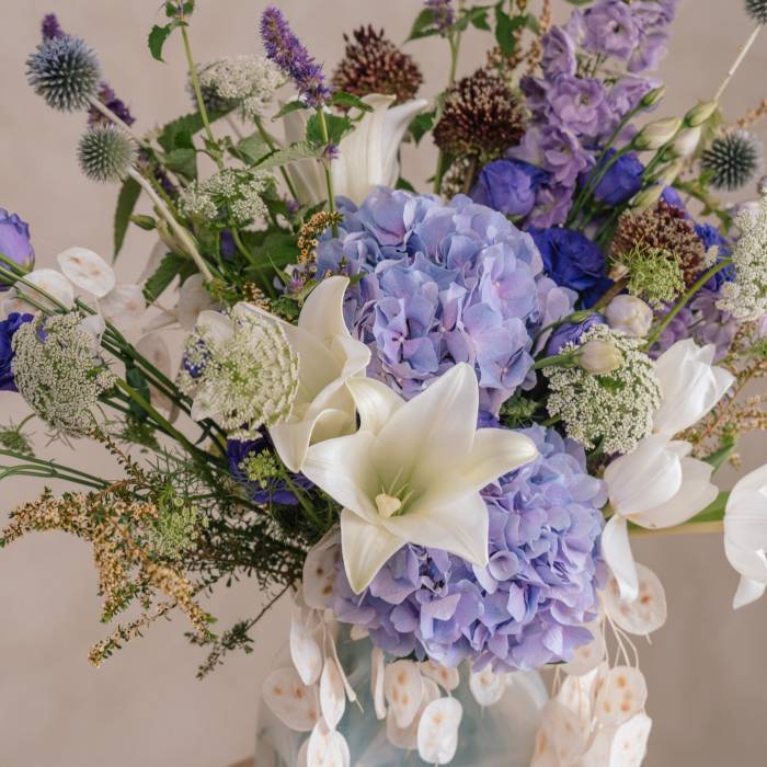 Lily and Lunaria Vase Arrangement