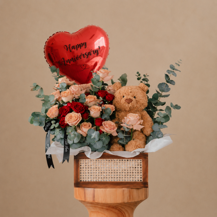 Jellycat Bartholomew Bear and Rose Arrangement