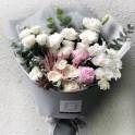 Blush Italian Ranunculus, Queen Protea and Peony Bouquet