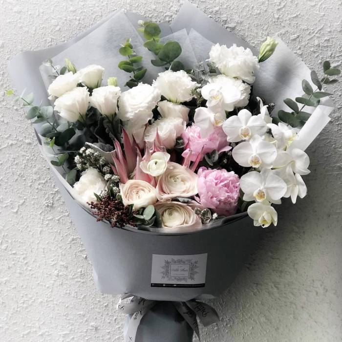 Blush Italian Ranunculus, Queen Protea and Peony Bouquet