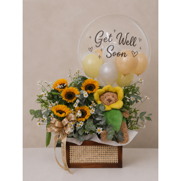 Jellycat Bartholomew Bear and Sunflower Arrangement