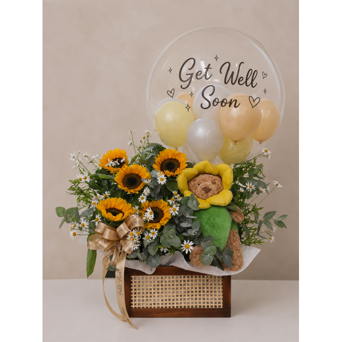 Jellycat Bartholomew Bear and Sunflower Arrangement