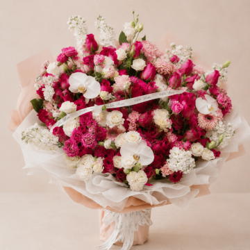 Dark Pink Rose Anniversary Bouquet