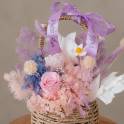 Everlasting Pink Rose and Hydrangeas Garden Basket Arrangement