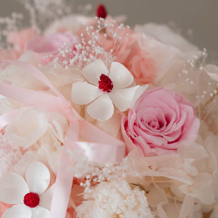Preserved Pink Hydrangea & Carnation Flower Box