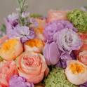 Lilac Lisianthus & Orange Garden Rose Flower Box