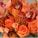 Orange Rose & Pincushion Orchid Flower Box