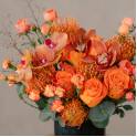 Orange Rose & Pincushion Orchid Flower Box