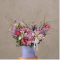 Pink Double Petaled Lily and Lilac Carnation Flower Box