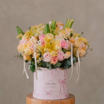 Yellow Lily & Pink Pastel Flower Box