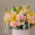 Yellow Lily & Pink Pastel Flower Box