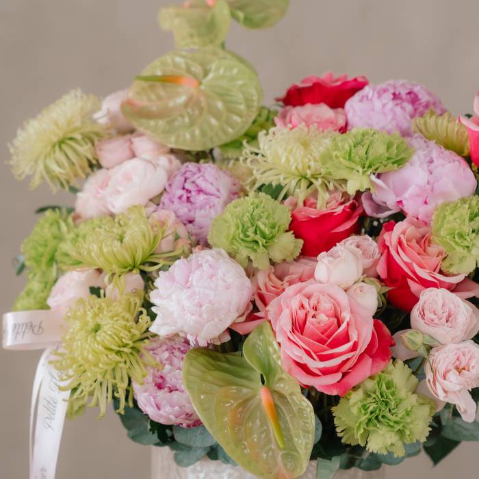 Green Anthurium & Pink Peony Garden