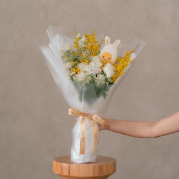 Jellycat Bunny Egg and Yellow Orchid Bouquet