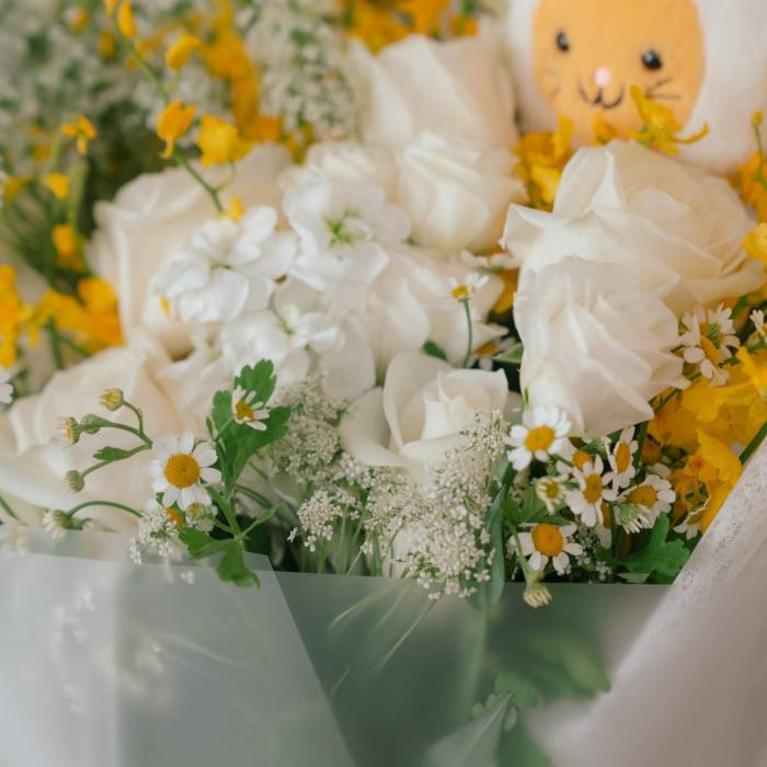 Jellycat Bunny Egg and Yellow Orchid Bouquet