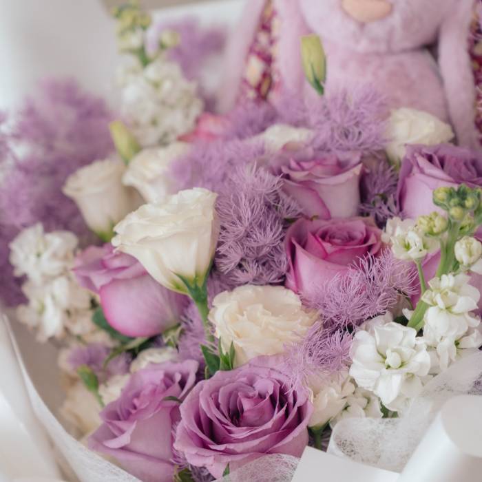Jellycat Thistlepop Bunny and Purple Rose Bouquet