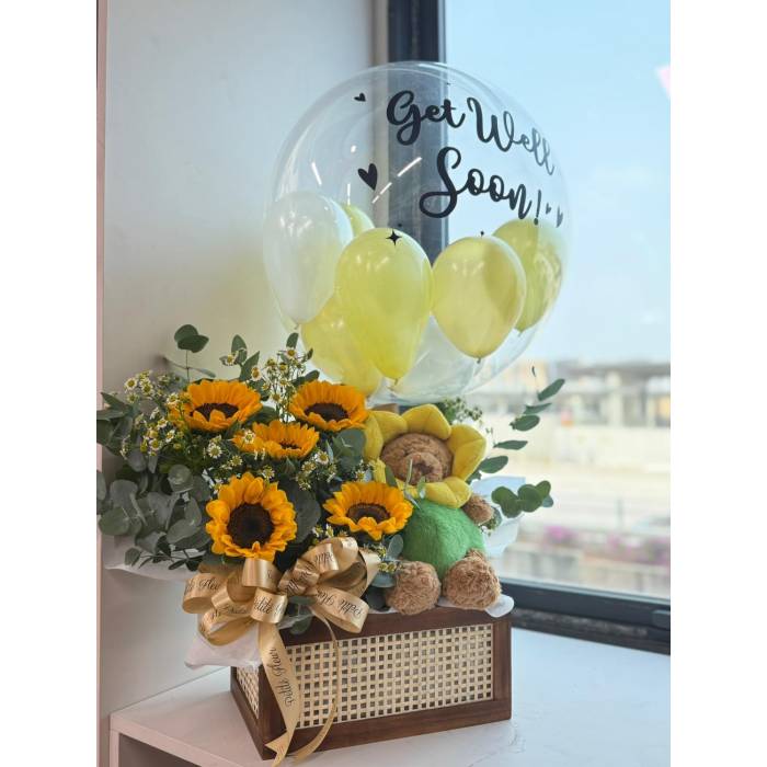 Jellycat Bartholomew Bear and Sunflower Arrangement