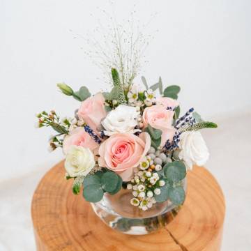 Kenyan Rose and Euphorbia Marginata Round Arrangement