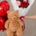 Forever Yours Gift Set – Jellycat Bartholomew Bear, Roses and Balloon Bouquet