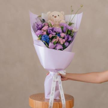 Lavender Embrace – Tulips & Roses Bouquet