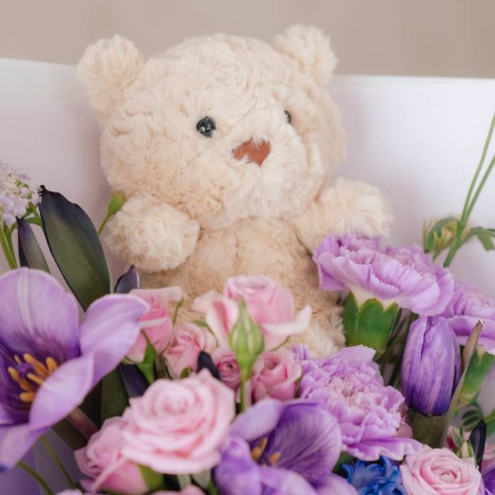 Lavender Embrace – Tulips & Roses Bouquet