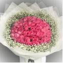 99 Premium Roses  with Gypsophila