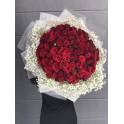 99 Premium Roses  with Gypsophila