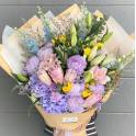 Double Petaled Lily and Delphinium Bouquet
