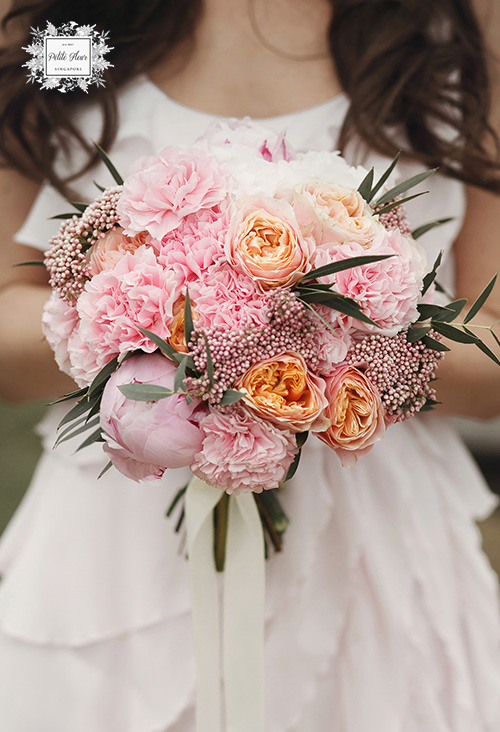 Image of a peony wedding bouquet